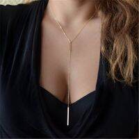 【DT】hot！ Fashion Bar Drop Necklace Lariat Y bodychains Sliver gold necklace for women boho collares