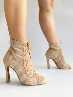 2022 Winter New Style Bachata Social Dance Booties 6-10Cm Customized Heel Khaki Red Salsa Latin Dance Shoes Dance Boot For Women