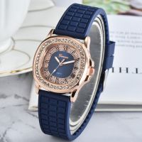 「Dark blue watch」นาฬิกาแฟชั่นสุดหรูประดับเพชรสำหรับผู้หญิง39; S,นาฬิกาสปอร์ตลำลองสำหรับผู้หญิงนาฬิกาข้อมือควอตซ์สายซิลิโคนสำหรับผู้หญิง