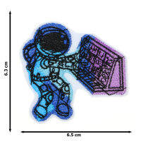 JPatch - นักบินอวกาศ หน้าจอ ทำงาน  คอมพิวเตอร์ องค์การนาซ่า (NASA) สำรวจดวงจันทร์  อวกาศ ดวงดาว โลก จักรวาล กาแล็กซี่ หลากสี ตัวรีดติดเสื้อ อาร์มรีด อาร์มปัก มีกาวในตัว การ์ตูนสุดน่ารัก งาน DIY Embroidered Iron/Sew on Patches