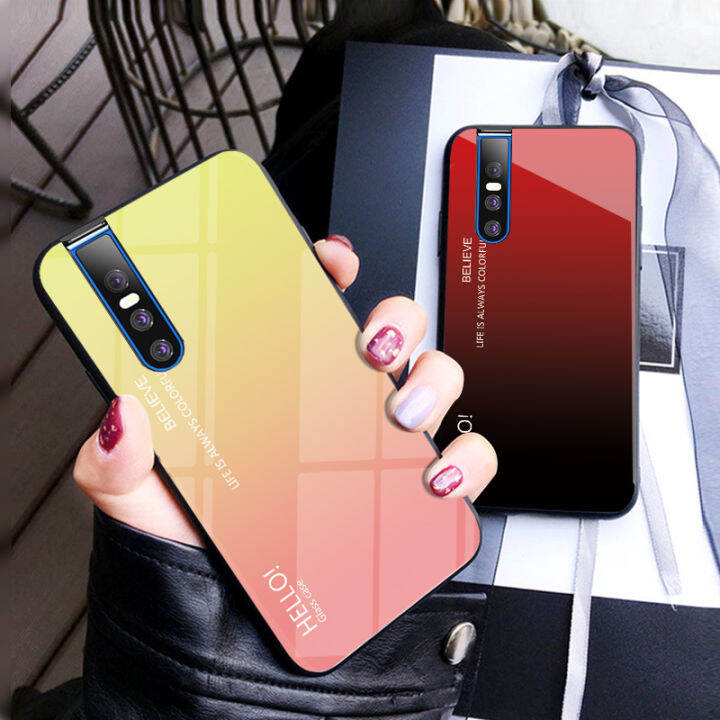 เคส-vivo-s1-pro-เคส-vivo-s1pro-กระจกเทมเปอร์สีเคสแข็งไล่ระดับสีเคสฝาหลังโทรศัพท์กันกระแทก