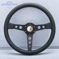 ❅﹊ 14inch/350mm Leather Racing Sport Steering Wheel with Black Round Hole Spoke for Honda