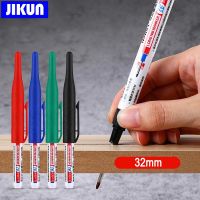 【CW】4Pcs/Set 32mm Long Head Markers Pen Bathroom Woodworking Decoration Multi-purpose Deep Hole Marker Pens Pen Black Blue Red Ink