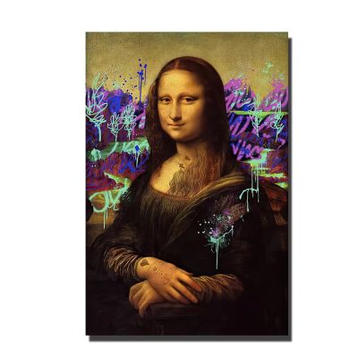 Graffiti Art of Mona Lisa ภาพวาดที่มีชื่อเสียงบน Wall Art โปสเตอร์และพิมพ์คลาสสิก Da Vinci Art ภาพตกแต่งบ้าน cuadros