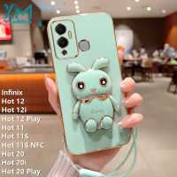 YIMIA เคสโทรศัพท์แฟชั่นสำหรับ Infinix Hot 12 Hot 12i Hot 12 Play Hot 11S Hot 11S Hot 11S Hot 11S NFC 20 Hot 20i 20 Play สุดหรูชุบโลหะไฟฟ้ารูปกระต่ายเคสมือจับสำหรับโทรศัพท์มือถือซิลิโคนนิ่มแม่นยำป้องกันการตกเคสโทรศัพท์