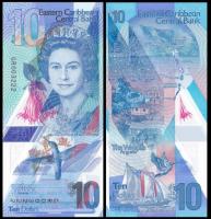 2019 East Caribbean 10 Dollar Original notes UNC (Fuera De uso Ahora Collectibles)