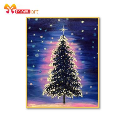 Cross stitch kits Embroidery needlework sets 11CT water soluble canvas patterns 14CT Full Christmas tree and star -NCMC088