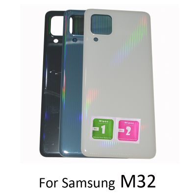 （shine electron） M325F ฝาหลังใหม่สำหรับ Samsung Galaxy M32 M325แผงกรอบโทรศัพท์แบบดั้งเดิมพร้อมกาวฝาปิดแบตเตอรี่ด้านหลัง