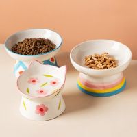 Cat Elevated Ceramic Bowl Pet Food Water Snack Bowls Small Dogs Drinking Eating Feeder Accessories