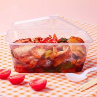 50pcs/pack Thick Square Disposable Lunch Box Food Package Takeaway Plastic Fast Food Fruit Salad Crisper With Lid