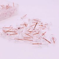 100pcs Transparent Rose Gold Pushpins Thumb Thumbtack Board Wall Photo Pin Drawing Tack Pin Dropshipping Stationery Supplies Clips Pins Tacks