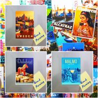 แม่เหล็กติดตู้เย็น สวีเดน สตอคโฮมส์ ขนาด 2 × 3 นิ้ว ของแต่งบ้าน Fridge magnet Sweden Stockholm Vintage Souvenir 2x3 inch รับสั่งทำผลิต Made to order