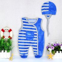 Baby Girls Sleeveless Rompers+Hat 2 Pieces Clothing Set Striped Outfits Newborn Suits Verlour Long Sleeve Overalls  by Hs2023