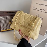 Summer texture small bag female 2023 new fashion simple female bag casual shoulder bag all-match Messenger chain bag 【QYUE】