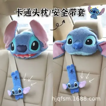 Disney Kawaii Purple Lilo & Stitch Plush Car Headrest Car Seat