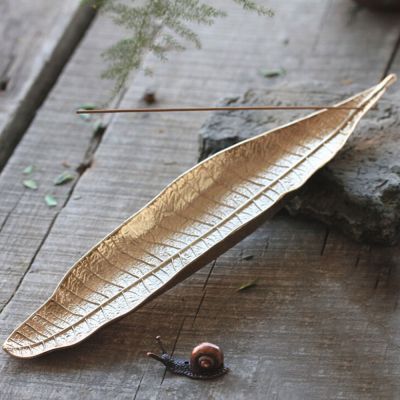 Creative Retro Copper Bodhi Leaf Incense Stick Burner Handmade Incense Holder Home Decor Zen Censer Copper Snails For Gift