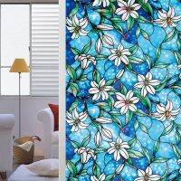 Painted Orchid Pattern Electrostatic Glass Film Colorful Printing Window Sticker Privacy Protection Seamless Window Sticker