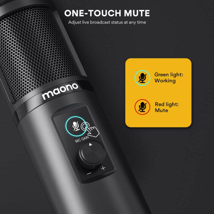 maono-usb-microphone-with-one-touch-mute-and-gain-knob-professional-condenser-computer-pc-mic-for-podcasting-recording-gaming-live-streaming-zoom-meeting-studio-youtube-skype-au-pm421