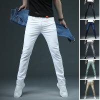 [A Motion045]2022 New Men 39; S SkinnyJeans FashionElastic CottonDenim Pants MaleClothing Black Grey Khaki