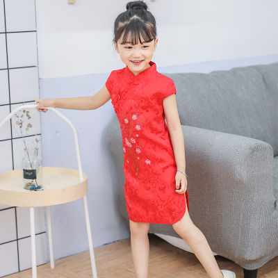 [CANTR] เด็กผู้หญิง Hanfu Cheongsam Tang ชุดปักดอกพลัม Hanfu สาวปีใหม่เสื้อผ้าชุดเจ้าหญิงชุดเด็กใหม่