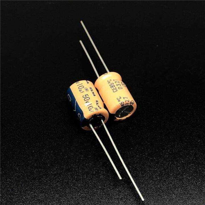 10pcs-100pcs-10uf-50v-elna-8x11mm-orange-50v10uf-audio-capacitor-electronic-components-aluminum-electrolytic-capacitor