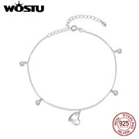 Wostu Bracelets 100 925 Sterling Silver Chain Link Women Chain Anklet Bracelets Lobster Clasp Wedding Fine Jewelry FIT021