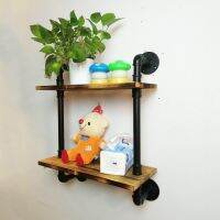 ▫﹍ American Industrial Solid Wood Iron Shelf Retro Creative Bookshelf Water Pipe Shelf Organizer Bedroom Ktichen Bathroom Shelves