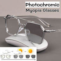 [-0.5 To-6.0], [Photochromic] Myopia แว่นกันแดดผู้หญิงผู้ชายป้องกันแสงสีฟ้าแว่นคอมพิวเตอร์เปลี่ยนสีแฟชั่นแว่นสายตาสั้นกันแดดกับชั้นประถมศึกษาปีที่