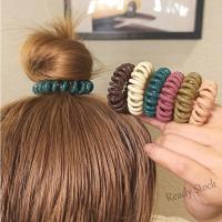 【Ready Stock】 ✎☃ C18 發圈发圈发绳Fashion Hair Accessories for Girl Telephone Line Hair Ring Trumpet South Korea Bright Light Female Adult Tie Hair Head Rope Wire Rubber Ring Hair Ring for Women Hair Rope