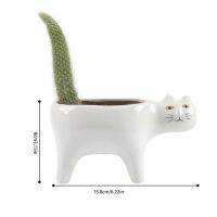 15 * 9 Cm Cute Cat Ceramic Garden Flower Pots Succulent Planter Plant Container Desktop Cartoon Animal Ornaments