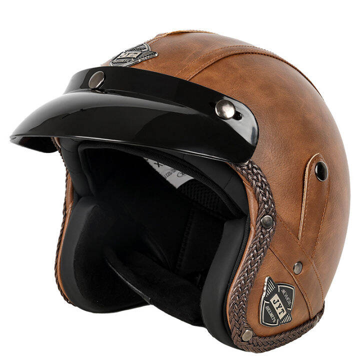 Cross Border 3/4 Leather Helmet Half Helmet Vintage Harley Cruising ...