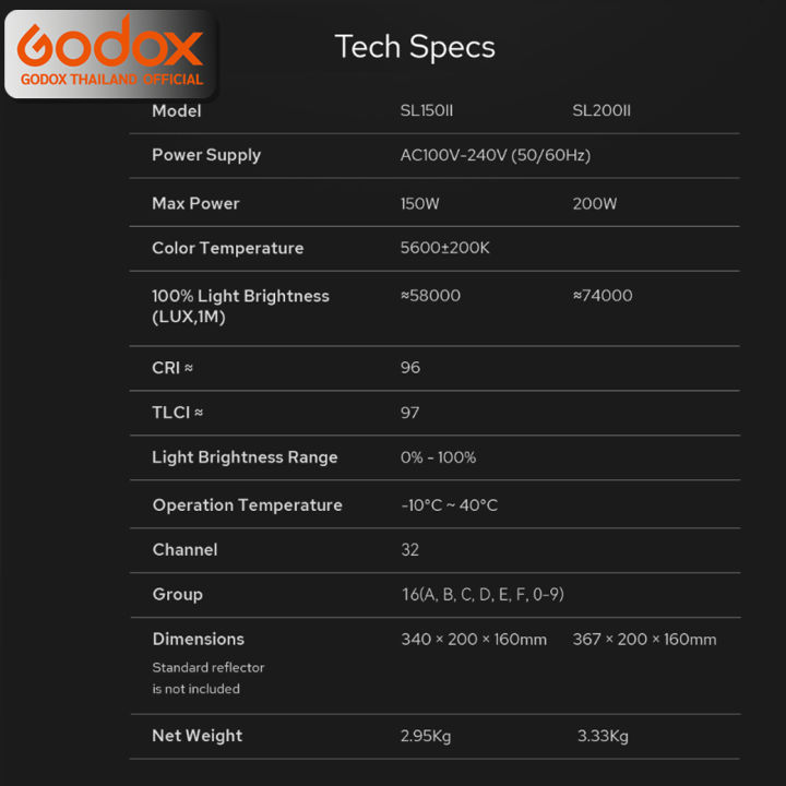 godox-led-sl200ii-200w-5600k-white-ver-bowen-mount-รับประกันศูนย์-godox-thailand-3ปี-sl200-sl-200-ii