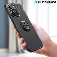 KEYSION Sarung Dof กันกระแทกสำหรับ iPhone 15 Pro Max 15 Plus เคสโทรศัพท์ตั้งได้แหวนซิลิโคนนิ่มสำหรับ iPhone 14 Pro Max