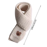 ♤﹉  Winter Warm Knit Scarf Lovely Kids Unisex Thick Warm Scarves Cartoon Bear Pattern Long Muffler Baby Knitted Neckerchief