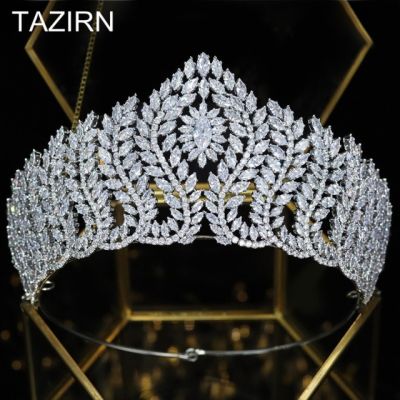 Big Tiaras Zircon Crowns Bridal Wedding Headwear Women Hair Accessories Bridal Diadem For Pageant Party CZ Queen Head Jewelry