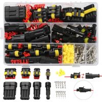 Dropship 352pcs HID Waterproof Connectors 1/2/3/4 Pin 26sets Car Electrical Electri Wire Connector Plug Truck Harness 300V 12A Electrical Connectors