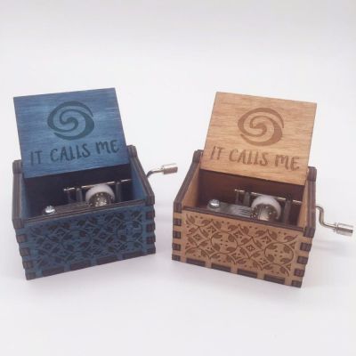 Moana Theme Music Box IT CALLS ME Wooden Hand Crank Hand-Crafted Island Princess Birch