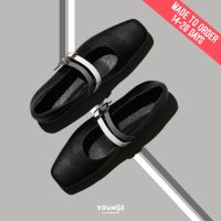 YOUNGS DUO FLAT  ? BLACK / WHITE-GREY  ? ? ( MADE TO ORDER 14-20 DAY ) ?