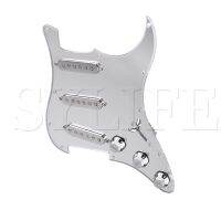 Polished Silver 3 Ply Guitar Prewired Loaded Pickguard SSS w/ Pickups For SSS