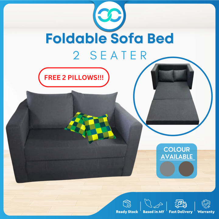 Foldable Sofa Bed 2 Seater Murah 2 in 1 Fabric Sofa Bed Free Sofa