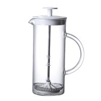 [NANA] French Press Coffee Maker Durable Glass 480ml Milk Frother for Coffee Home white