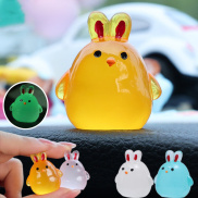 6PCS Luminous Cartoon Bunny Car Ornaments Auto Dashboard Decoration Cute