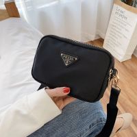 2021 Women Men 20SS Nylon Oxford Cloth Black Square Shape Messenger Three Zippers Double Zip Sling Bag