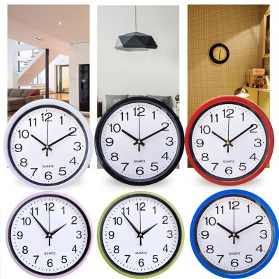 [24 Home Accessories]นาฬิกาแขวนผนังขนาดเล็กมินิมอลที่มีสีแบบโปร่งใสกรอบลูกกวาดพลาสติกปิดเสียง20ซม. นาฬิกาแขวนห้องนั่งเล่นตกแต่งบ้าน