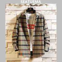 SEATUEMA เสื้อทำงานแขนยาวสำหรับผู้ชาย,เสื้อเสื้อเชิ้ตลำลองเทรนด์2023ทรงหลวมเทรนด์สไตล์เกาหลีแบบใหม่สำหรับฤดูใบไม้ผลิและฤดูใบไม้ร่วง