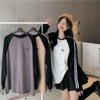 Dahong  2445เสื้อยืดแขนยาวสไตล์เกาหลี เสื้อยืดฮิปฮอป แนวสตรีท คอกลม ทรงหลวม xxl