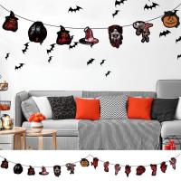 Halloween Spooky Banner Garland Halloween Pattern Bunting Banner Multipurpose Innovative Thick Halloween Bunting Garland For Window Wall Fireplace elegantly