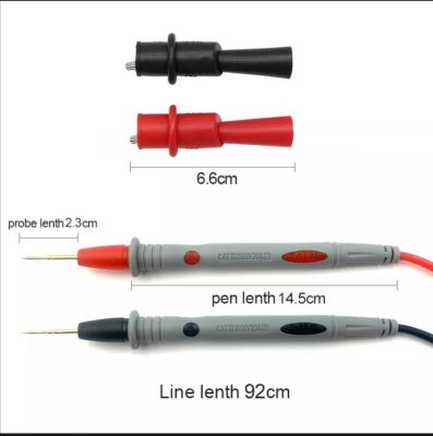 มัลติมิเตอร์ทดสอบสายไฟ AC DC 1000V 20A 10A CAT III Probes ปากกาสำหรับเครื่องทดสอบหลายเมตรปลายสาย ข้อมูลจำเพาะ :สีแดง : บวกสีดำ : ลบความยาวสายเคเบิล