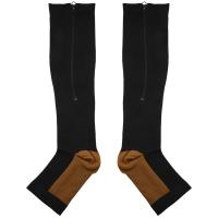 Compression Stockings Nylon Zipper Compression Sock Leg Knee Support Open Toe Preventing Varicose Veins Stretch Socks