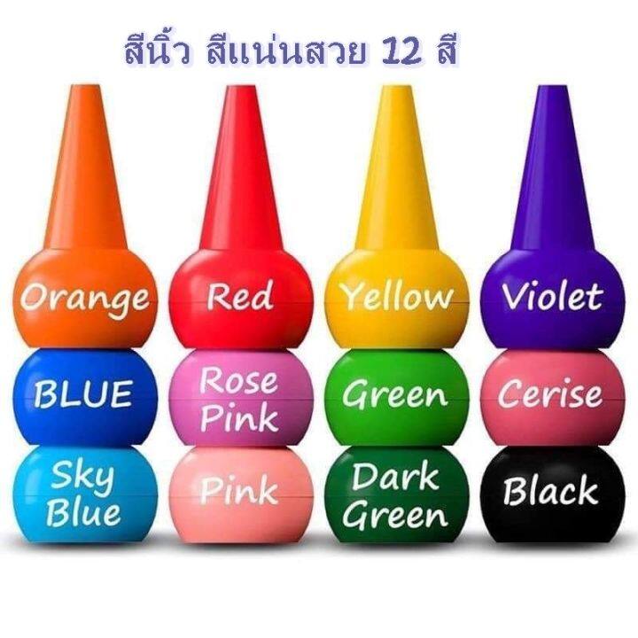 สินค้าพร้อมส่งทุกวันค่ะ-สีเทียนนิ้วรูปทรงกรวย-baby-color-12-สี